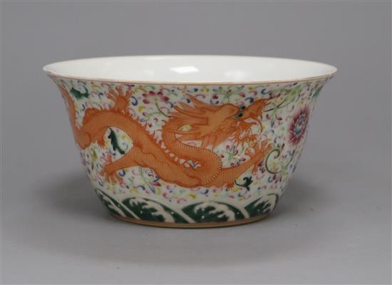 A Chinese famille rose dragon bowl Diameter 14cm